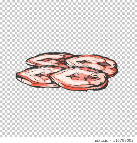 Pig donut slice handwritten brush style illustration Pig donut slice handwritten brush style illustration 116799002