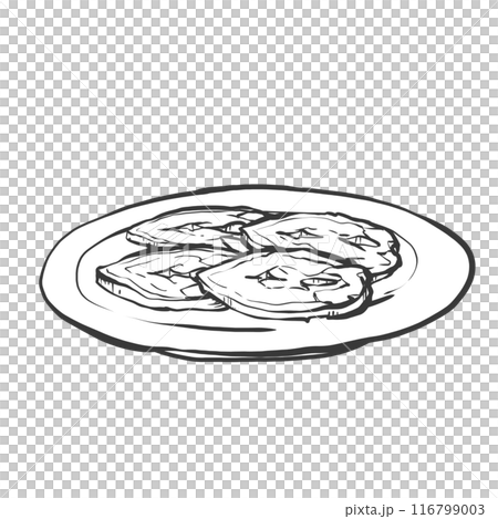 Pig donut slice handwritten brush style illustration Pig donut slice handwritten brush style illustration 116799003