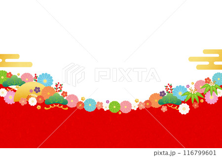 背景素材-花と梅と扇2024-7 背景素材-花と梅と扇2024-7 116799601