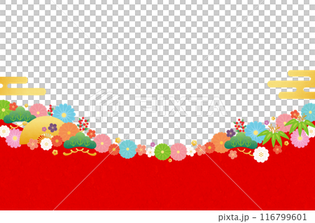 Background material-Flowers, plum blossoms and fans 2024-7 116799601