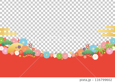 Background material-Flowers, plum blossoms and fans 2024-7 vector 116799602