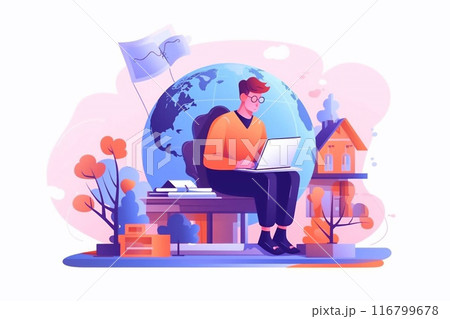 Online work. Online training. Distance learning. Computer work. 116799678