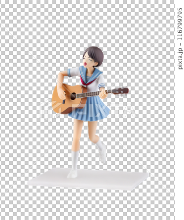 ギターを弾く女子高生 116799795