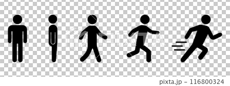 人物圖示集站立、走路、跑步、衝刺 116800324