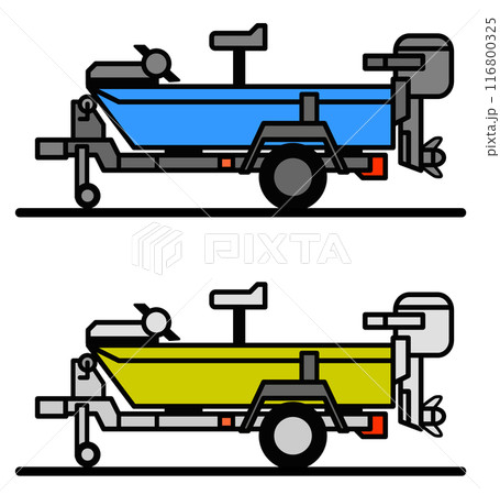 趣味のバス釣りで乗るアルミボートのイラスト 116800325