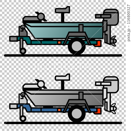 Illustration of an aluminum boat for bass fishing 116800327