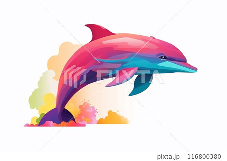 Dolphin on a white background in a cartoon style.World Whale and Dolphin D Dolphin on a white background in a cartoon style.World Whale and Dolphin D 116800380