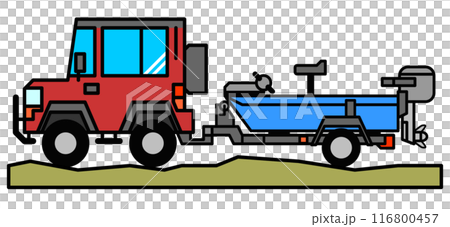 用四輪驅動牽引和運輸船用拖車的插圖 116800457