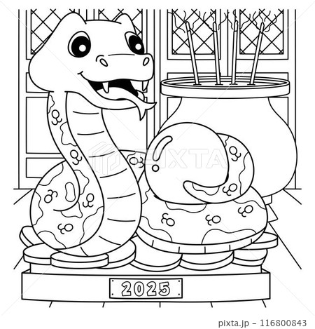 Year of the Snake Statue Coloring Page for Kids Year of the Snake Statue Coloring Page for Kids 116800843
