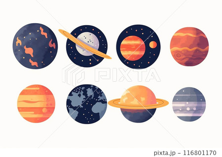 Set of planets on a white background. 116801170
