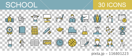 学校　教育に関するアイコンセット　カラー 116801223