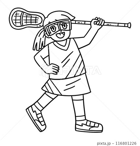 Female Player with Lacrosse Stick Isolated Female Player with Lacrosse Stick Isolated 116801226