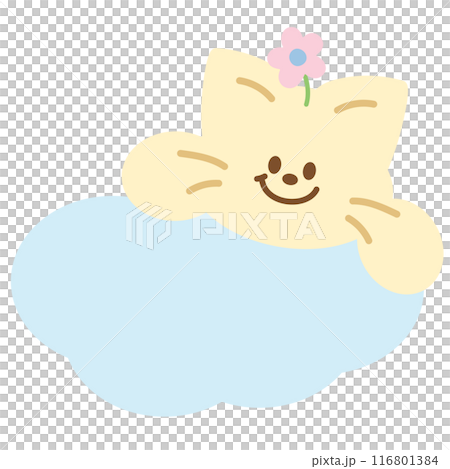 Illustration of cat with cloud for cartoon, character, comic, mascot, sticker, branding, logo, icon, animal print, standee, cute patches, print, toddler, baby, children, plush toy, doll, pet, vet, ads 116801384