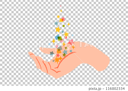 Illustration of collecting glitter in the palm of your hand Illustration of collecting glitter in the palm of your hand 116802334