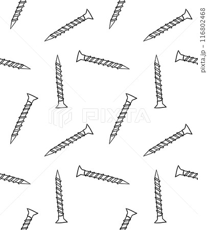 Vector seamless pattern of hand drawn screw 116802468