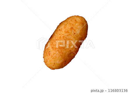 Delicious chicken Kiev or potato cutlets with salt, spices and herbs 116803136