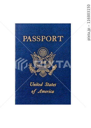 United states of america passport on a blue background United states of america passport on a blue background 116803150
