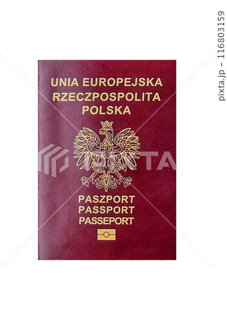 Physical paper international passport of a Polish citizen 116803159