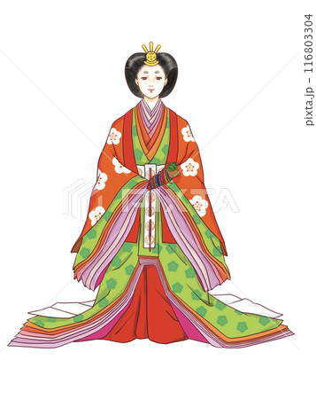 平安女性の正式な衣装　五衣唐衣裳 116803304