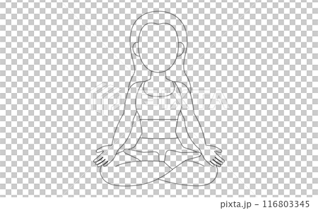 ヨガのポーズをしている女性の線画イラスト 116803345