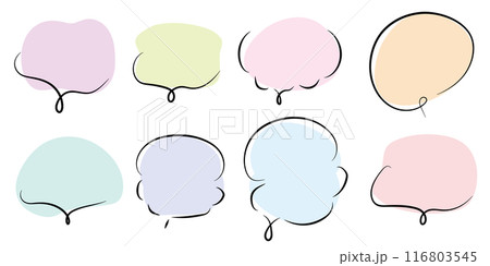 吹き出し　セット　ベクター　イラスト　素材　カラフル　手書き 116803545