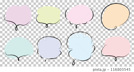 吹き出し　セット　ベクター　イラスト　素材　カラフル　手書き 116803545
