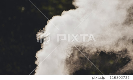 Smoke from the chimney of the village house. Smoke from the chimney of the village house. 116803725