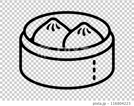 せいろに入った肉まんのシンプルな線のアイコン 116804223