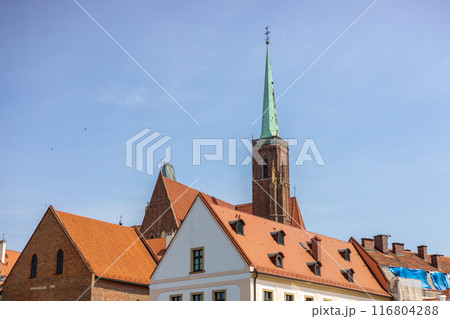 Collegiate Church of the Holy Cross and St. Bartholomew. The oldest part of the city of Wroclaw, Poland 116804288