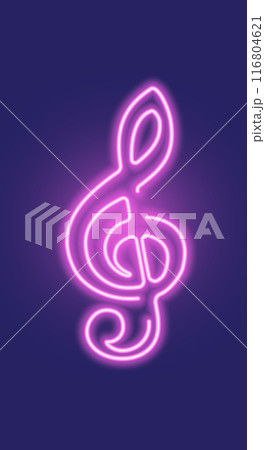 Pink neon treble clef 116804621