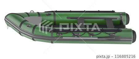 Green Inflatable Boat. Lightweight boat, 3D rendering 116805216