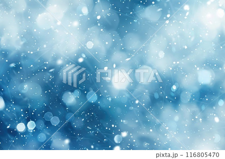 Abstract Frosty Patterns on Blue Background with Snowflakes 116805470