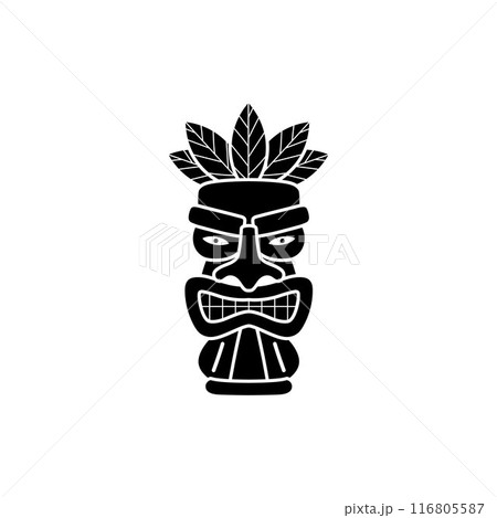 Vector illustration of a black and white silhouette of a sculpture with a sly expression Vector illustration of a black and white silhouette of a sculpture with a sly expression 116805587