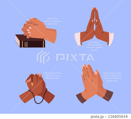 Diverse prayer hands set vector illustration 116805634