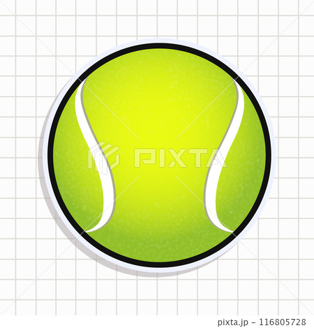 Cute funny Tennis ball sticker. Vector hand drawn cartoon kawaii character illustration icon. Isolated on background. Tennis ball card character concept 116805728