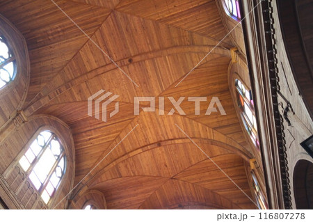 Wooden chruches in Castro on Chiloe Island, Chile 116807278