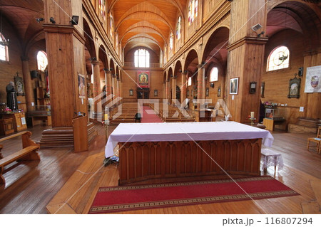 Wooden chruches in Castro on Chiloe Island, Chile 116807294