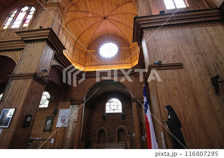 Wooden chruches in Castro on Chiloe Island, Chile 116807295
