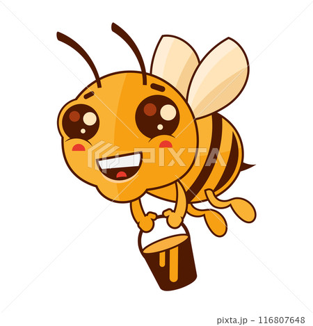 Honeybee insect with wings, isolated icon of bee producing honey or sweet nectar. Apiary and bee garden, beekeeping and apiculture business and production on rustic farm. Vector in flat Honeybee insect with wings, isolated icon of bee producing honey or sweet nectar. Apiary and bee garden, beekeeping and apiculture business and production on rustic farm. Vector in flat 116807648