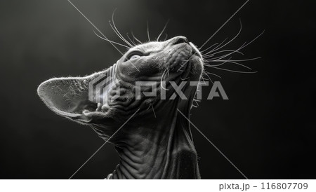 Sphynx Cat Sitting in Spotlight 116807709