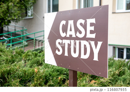 Case Study Concept. Direction arrow with text on the street 116807935