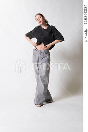 person white hair background modern model beauty lady young look hand portrait face 116808084