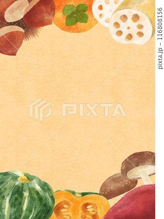 秋の味覚のフレーム5 水彩タッチ 秋の味覚のフレーム5 水彩タッチ 116808156