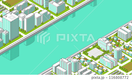 俯瞰から見た立体の街並みベクターイラスト 俯瞰から見た立体の街並みベクターイラスト 116808772