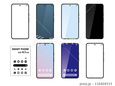 スマートフォン 6.1インチ モックアップ用バリエーションセット スマートフォン 6.1インチ モックアップ用バリエーションセット 116809533