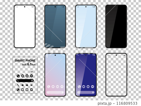 スマートフォン 6.1インチ モックアップ用バリエーションセット スマートフォン 6.1インチ モックアップ用バリエーションセット 116809533