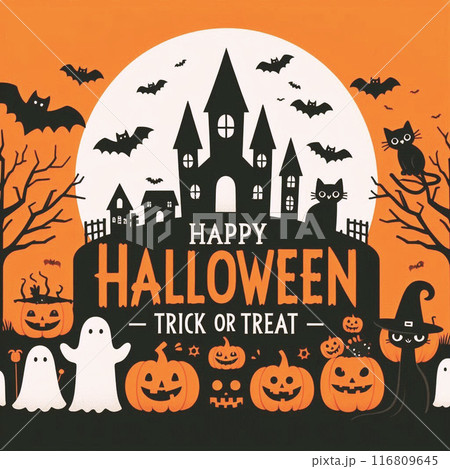 かわいいハロウィンの背景イラスト 116809645