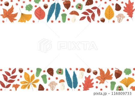 Fall leaves vector border design with copy space 116809733