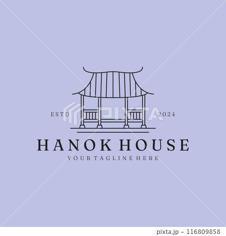 logo Hanok house linear simple vector icon illustration design logo Hanok house linear simple vector icon illustration design 116809858