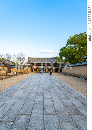 【奈良県】綺麗な空が広がる法隆寺の東大門 116810174